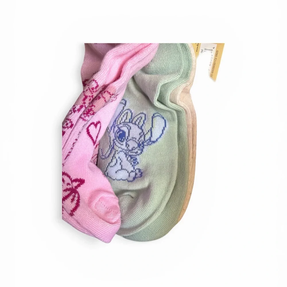 Disney Socks Pink Green Tan Lilo & Stitch Patterned Socks 3pk